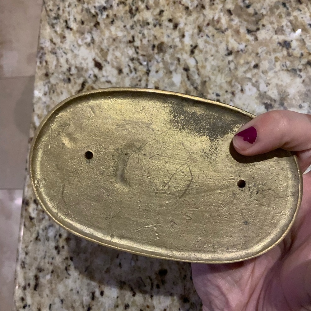 Vintage Mid Century Brass Later Paperweight Desk Organizer Clip Letter Holder - Picture 5 of 15